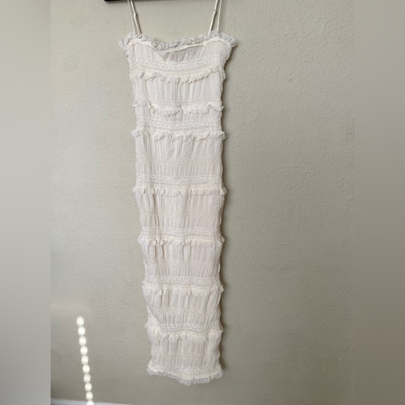 HOUSE OF CB 'Solana' Ivory Sequin Pleat Maxi Dress white NWOT size Small - Picture 5 of 17